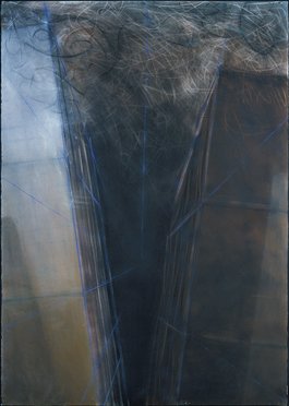 51" w x 72" h / dry pigment, rust, graphite, charcoal, colored pencil, chalk line / $2,500