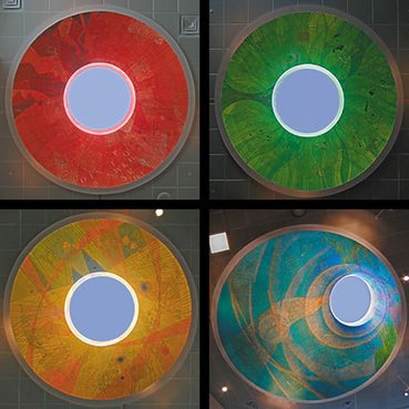 Four architectural murals make a statement at Burlington's airport.