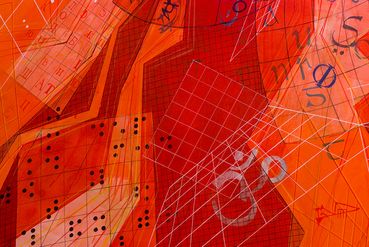 Detail view of public art murals.